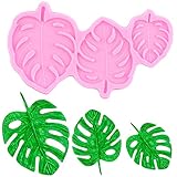 MYPRACS Tropical Leaf Silicone Mold Monstera Leaves Fondant Molds Fern Leaf Candy Mold For Cake Decoration Cupcake Topper Chocolate Gum Paste Polymer Clay Set Of 3