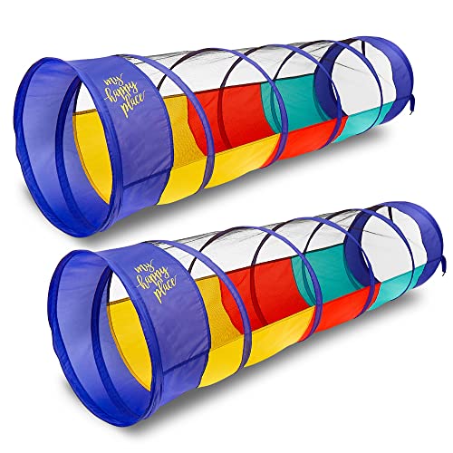 Kiddey Play Tunnel for Kids - Pop Up Tunnel Toys for Toddlers, Kids Multicolored Tunnel for Indoor/Outdoor Fun, Crawl & Play, Obstacle Course for Kids Gifts for Toddlers - Balls Not Included (2 Pk)