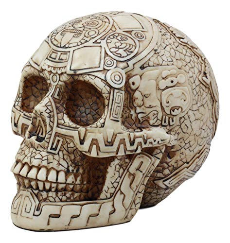 Ebros Day of The Dead Mesoamerican Maya Aztec Gods Skull Statue 8" Long Tribal Tattoo Mexica Pantheon Gods Decor Figurine