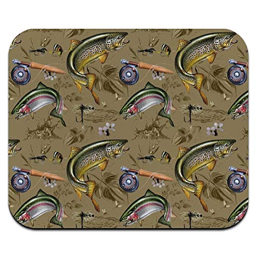 Trout Stream Fish Fly Fishing Rod Reel Low Profile Thin Mouse Pad Mousepad
