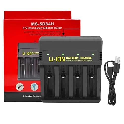 18650 Battery Charger, 4 Bay 3.7V Lithium Battery Charger, Smart USB can Quickly Charge,Suitable for Various Lithium Batteries 26650/21700/18650/18500/18490/16340/14500