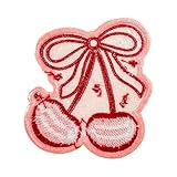 Red Cherry Bow Coquette Patch 3 Inches Iron On/Sew On Embroidered Applique Patch for Clothes Backpacks Hats, Cute Girly Red Bow DIY Girl Gifts Accessories Gifts for Mom Dad Friends Coworkers