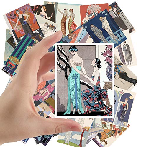 Large Stickers (24 pcs 2.5"x3.5") Art Deco Fashion Vintage Magazine Illustration Barbier