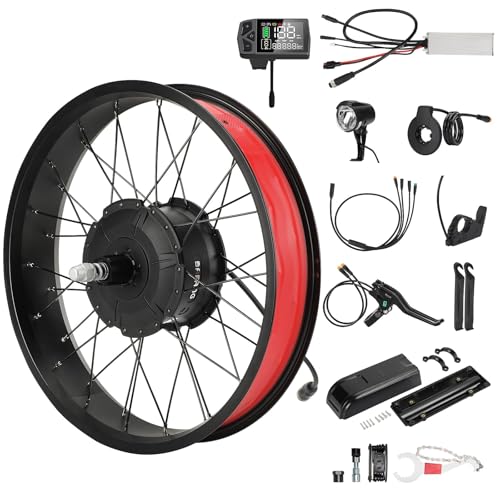 BAFANG 26 Inch Fat Tire Electric Bike Rear Wheel Conversion Kit, 48V 750W Geared Motor, 175mm Dropout, Cassette Freehub, Pedal Assist and Throttle Function, APP Control LED Display