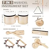 Drum Set for Toddlers 1-3, Wooden Musical Instruments Toys for 1 Year Old Girls Gifts, Montessori Toys for Babies 6-12-18 Months with Bongo Drum, One First Christmas Birthday Gifts for Boys Age 2-4