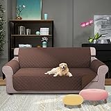 U-NICE HOME Reversible Sofa Cover Couch Cover for Dogs with Elastic Straps Water Resistant Furniture Protector for Pets Couch Cover for 3 Cushion Couch (Sofa, Chocolate/Chocolate)