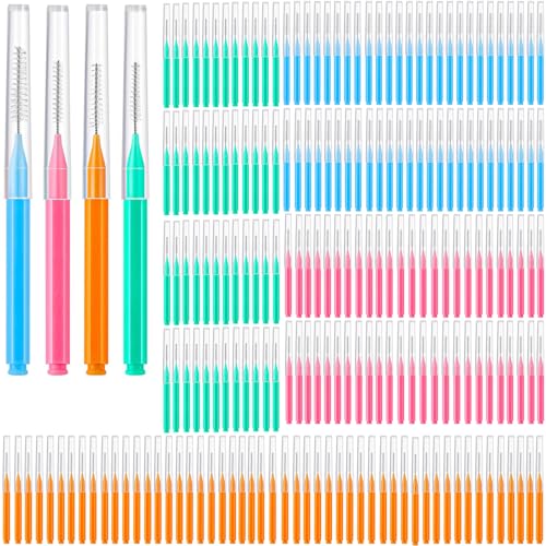 200Pcs Interdental Brushes Braces Toothbrush Teeth Gaps Cleaner Tools, 4 Color