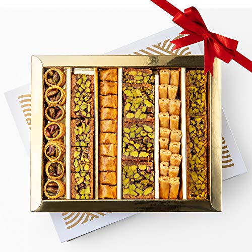 Anabtawi Middle Eastern Sweets - 50-Piece Assorted Baklava, Pistachio and Almond Pastry - Traditional Arabic Baklava Gift Box - No Preservatives, No Additives - Gourmet Baklava Pastry Boxes - 400g