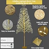 SOSHOT 7FT Lighted Artificial Birch Christmas Tree with 1440 LED Artificial Light Up Tree Lights for Indoor & Outdoor Home Christmas Party Holiday Decorations - Warm White