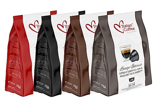 DELICITALY Pure Italian Food Italian Coffee pods compatible with Nescafe Dolce Gusto machines, Espresso capsules (Sampler, Tot. 64 pods, 4 Flavors) (Sampler Kit 4 flavors)
