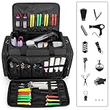 BAFASO Large Capacity Hairdresser Bag with Adjustable Dividers, Travel Barber Case Holds Various Hair Cutting Tools (NO ACCESSORIES), Black