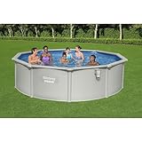 Bestway Hydrium 15'x 48" Steel Wall Above Ground Swimming Pool Set with Accessories, Sand Filter Pump, and Chemical Dispenser, Gray