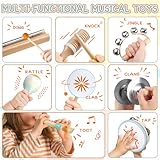 Baby Musical Instruments - Montessori Musical Toys for Toddlers 1-3, Wooden Percussion Instruments Set, Neutral Colors Modern Boho Music Toys for 1 Year Old, Kids Preschool Educational Birthday Gifts