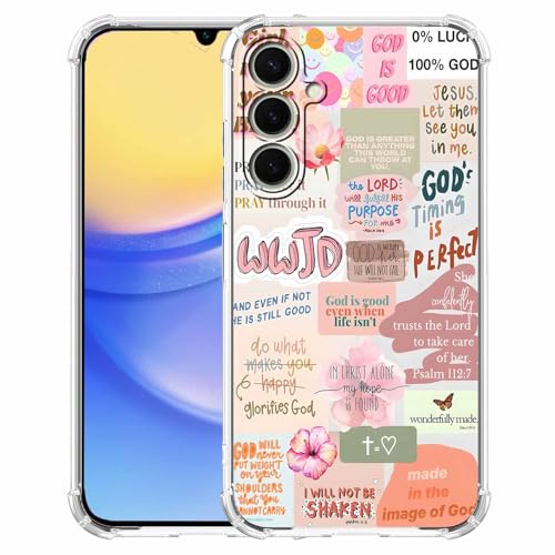 Tobelint Case for Samsung Galaxy A15 with Christian Design,Jesus Bible Verse Collage Pattern for Men Women,Clear Slim Soft TPU Bumper Case,6.5”(Christian,A15)