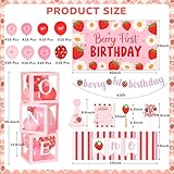 Kriyokiaa Berry First Birthday Decor Strawberry 1st Birthday Decorations for Girls, Sweet One Girls Birthday Party Supplies Strawberry Theme Backdrop Party Decor