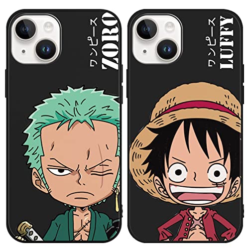 2 × Cool Phone Case for iPhone 14/ iPhone 13 Case Silicone 6.1",Japanese Anime Cartoon Characters Print for Men Boys Women Girls,Comics Manga Pattern Design,Soft TPU Funda Cases for iPhone14/ iPhone13