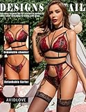 Avidlove Lingerie Set For Women 2 Pieces Lace Bra and Panty Set Sexy Lace Underwear