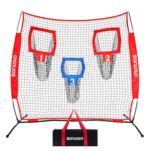 Zonlolo 6x6ft Football Training Net, Football Throwing Net with 3 Target Pockets, Portable QB Throwing Practice Equipment with Small Carry Bag,Most Suitable for Kids