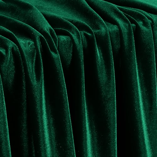 KKJIAF Hunter Green Stretch Velvet Fabric 60 Inch Wide, 5 Yard Soft Stretchy Fabric for Sewing Clothes, Apparel, Costume, Crafts - 90% Polyester 10% Spandex