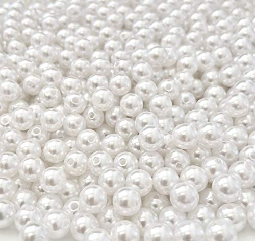 Pearls Beads, LOLASATURDAYS 1000pcs 10mm Pearl Beads for Jewelry Making, Pearls for Crafts, perlas, Pearl Beads for Crafting, perlas para bisuteria, vase Filler, Beads in Bulk, White Pearls