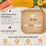 Air Fryer Paper Liners, 125Pcs Air Fryer Disposable Liners, Non-Stick and Oil Proof for Easy Cleanup, 8” Square for 5-8 qt Basket by Baker's Signature