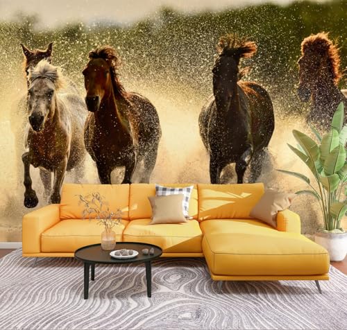 Peel & Stick Wallpaper Horses River Removable Waterproof Wall Mural Large Canvas Self Adhesive Wall Decals Modern Home Decor Sticker 100"x144"
