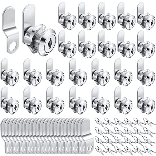 Kenning 24 Sets Cabinet Locks with Keys for Secure Drawer Mailbox RV Storage Box Replacement Lock, Zinc Alloy(5/8'' Cylinder Length, 0.4'' Max Panel Thickness)