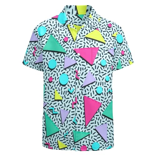 Artsadd 80s Outfit for Men Hawaiian Shirt 90s Shirts Button Down Retro 80's Themed Party Outfits Disco Costume Beach Clothes L
