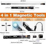 Magnetic Pickup Tool and 6 in 1 Multitool Pen with Touch Screen Stylus, Rulers, Bubble Level, Flathead, Phillips Screwdriver, Ballpoint Pen, Valentines Day Gifts for Men, Husband, Boyfriend, 2 Pack