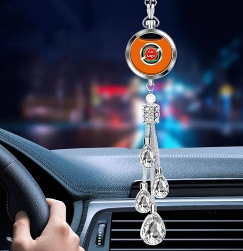 Luxury Car Air Freshener Pendant – Crystal Tassel Design with Refillable Perfume Bottle –Rose Scent – Rearview Mirror Hanging Diffuser – Compatible with BMW Cars – Elegant Interior Decoration