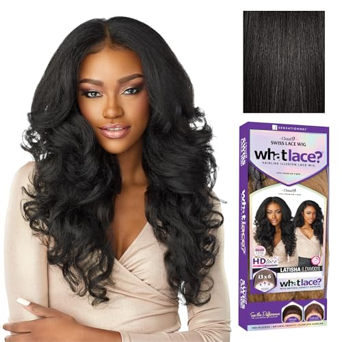 Sensationnel What Lace 13X6 Wigs - Latisha Lacefrontal Hand Tied Glueless Synthetic With Natural Density Preplucked Hairline (Off Black 1B)