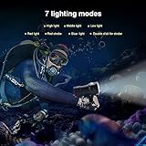 Camrusic Dive Light, Diving Flashlight 18000 Lumen IPX8 Waterproof Diving Torch Scuba Dive Lights 500M Underwater LED Flashlight Submersible Lights