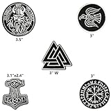 5pcs Set Vikings Iron On Patches Embroidered Norse Rune Badge in Odin WE Trust Emblem