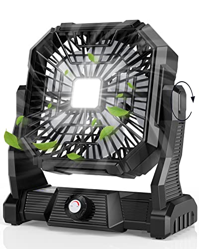 Personal Fan Camping Fan rechargeable, 20000mAh Battery powered fan with LED Lantern,270°Head Rotation, Small Table Fan Portable, USB Desk Fans with Hanging Hook for Travel Camping Tent Office, Black