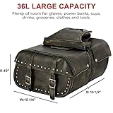 Dream Apparel Naked Cowhide Leather Motorcycle Saddle Bags Studded Throw Over Saddlebags, Motorcycle Side Bags for Honda Shadow Sportster Softail Dyna V-star (Distressed Brown)