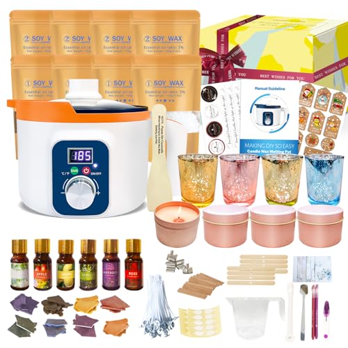 Ksedcon Home Candle Making Kit for Adults, Kit to Make Handmade Aromatic Candles, Complete Candle Making Kit with Digital Wax Melter to Make Your Own Candles