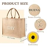 Shappy 10 Pack Burlap Tote Bag Set, Reusable Blank Jute Burlap Grocery Bag with Handle for Bridesmaid Gift Shopping DIY(Jute)