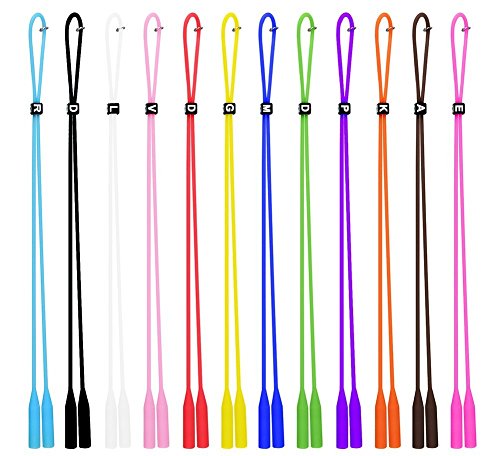 Wittocs Sport Eyewear Retainer 12 Pack Colorful Silicone Eyeglass Straps Adjustable Sunglass Elastic Holder for Sport Outdoor Glass Eyeglass Rope