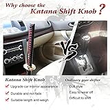 RYANSTAR Samurai Sword Automatic Shift Knob Universal Compatible with Lock/Button Automatic Transmission Cool Katana Gear Shifter Metal Weighted Red+Black