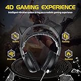 SOMIC G951black Gaming Headset for PC, PS4, Laptop: 7.1 Virtual Surround Sound Detachable Cat Ear Headphones LED, USB, Lightweight Self-Adjusting Over Ear Headphones Black