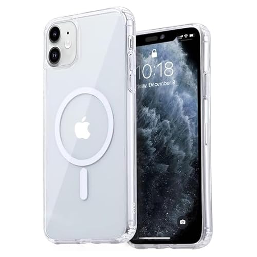 Gyizho Strong Magnetic Clear for iPhone 11 Case [Compatible with MagSafe] [Military Grade Drop Tested] Shockproof Protective Slim Thin Phone Cover 6.1 Inch Clear