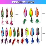 Fishing Spinner Spoons Lures Kit 30pcs Rooster Bait Metal Spoon Fishing Lures Casting Spinner Baits with Feathered Treble Hooks for Trout Bass Pike Salmon Walleye Saltwater Freshwater Fishing