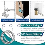 Refrigerator Ice Maker Water Line Kit - 15' Braided Stainless Steel Fridge Water Line with 1/4" Compression Fittings Pex Tubing Core and Water Splitter