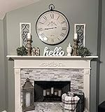 Hello Sign Wall Decor for Home Decor Wood Block Style Wall Decoration Cut Out Wooden Letters for Wall Decor Hello Wall Art Hanging Sign Farmhouse Decor Wall Mount (White)