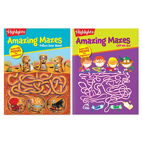 Highlights for Children Amazing Mazes Beginner Maze Books for Kids Ages 3-6, 144 Pages, 2-Pack of Activity Books, Screen Free Fun and Challenging Mazes for Kids