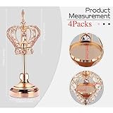 Mumufy 4 Pcs Gold Crystal Candle Holders Crown Candlestick 13.8 Inches Tealight Holders Metal Candelabra Vintage Votive Candlesticks Elegant Candle Centerpiece for Wedding Festival Dining Table Decor