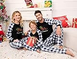 MISSKY Christmas Pajamas for Family 2023 Cute Classic Christmas Theme Pattern Family Christmas Pjs Matching Sets Loungewear for Couples Women