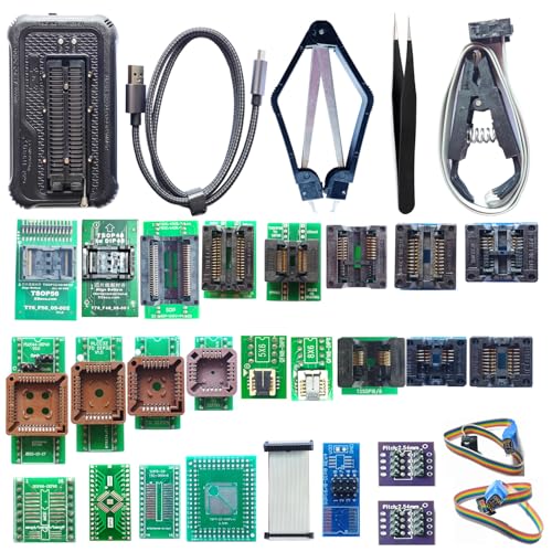 XGecu T76 Programmer USB3.0 Universal Program 24 Adapters Kit Support EEPROM NOR NAND EMMC MCU GAL Socket Xgecu TL866II T48 T56 Programm Replacement IC Tester Chip Reader Writer