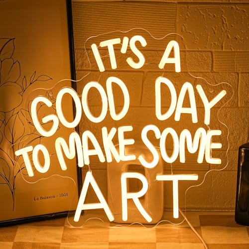 Gyaksjm It's A Good Day to Make Some Art Neon Sign for Wall Decor Aristic LED Light Paint Neon Light Sign Dimmable Warm White Art Letter Neon Light for Bedroom Classroom Home Gallery Studio