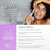 SPA SCIENCES - SIMA Sonic Dermaplaning Tool - Patented Painless 2 in 1 Facial Exfoliation & Peach Fuzz-Hair Removal System w/ 21 Weeks Treatment Included - Anti-Aging – 3 Speeds – Rechargeable